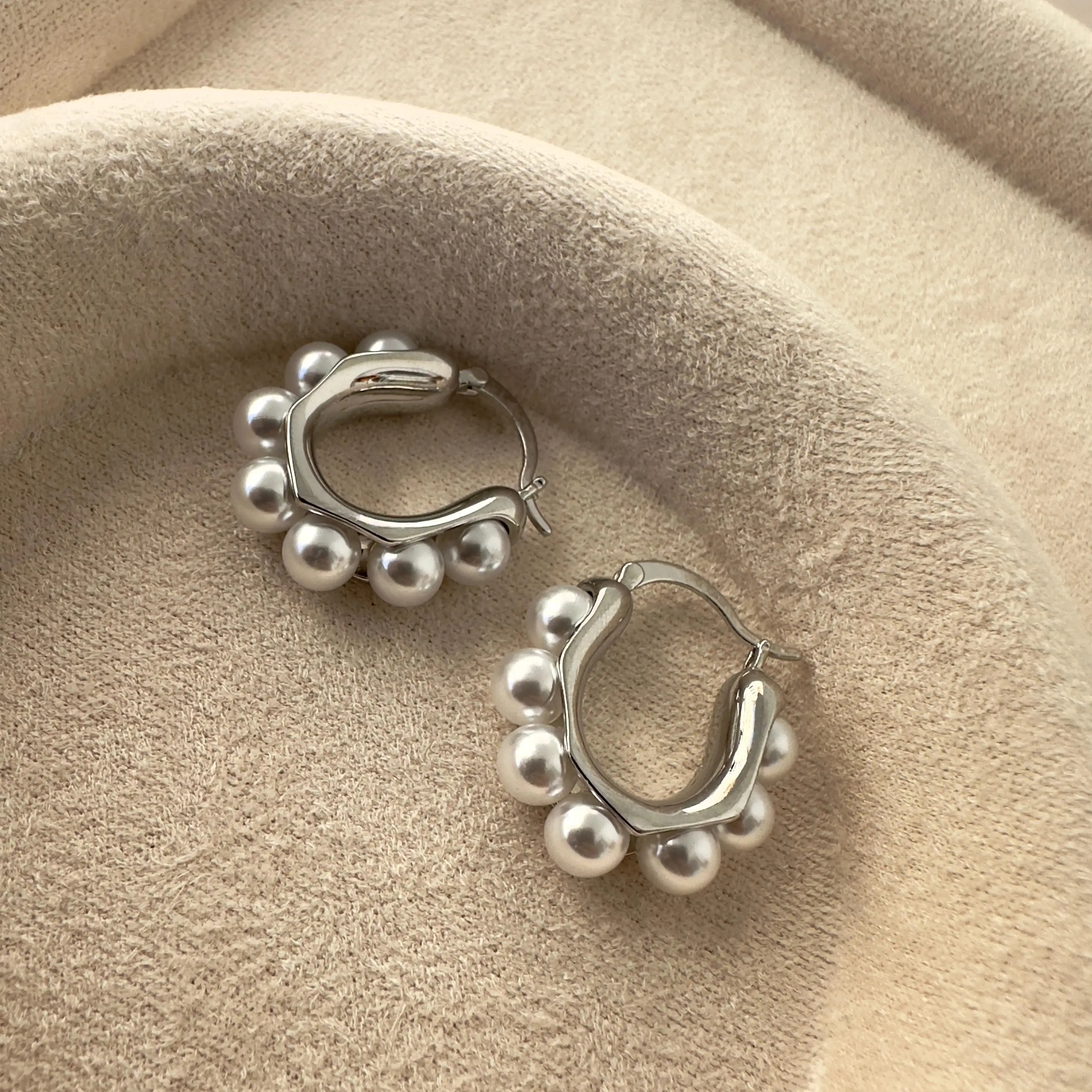 İnci Elips Silver Küpe