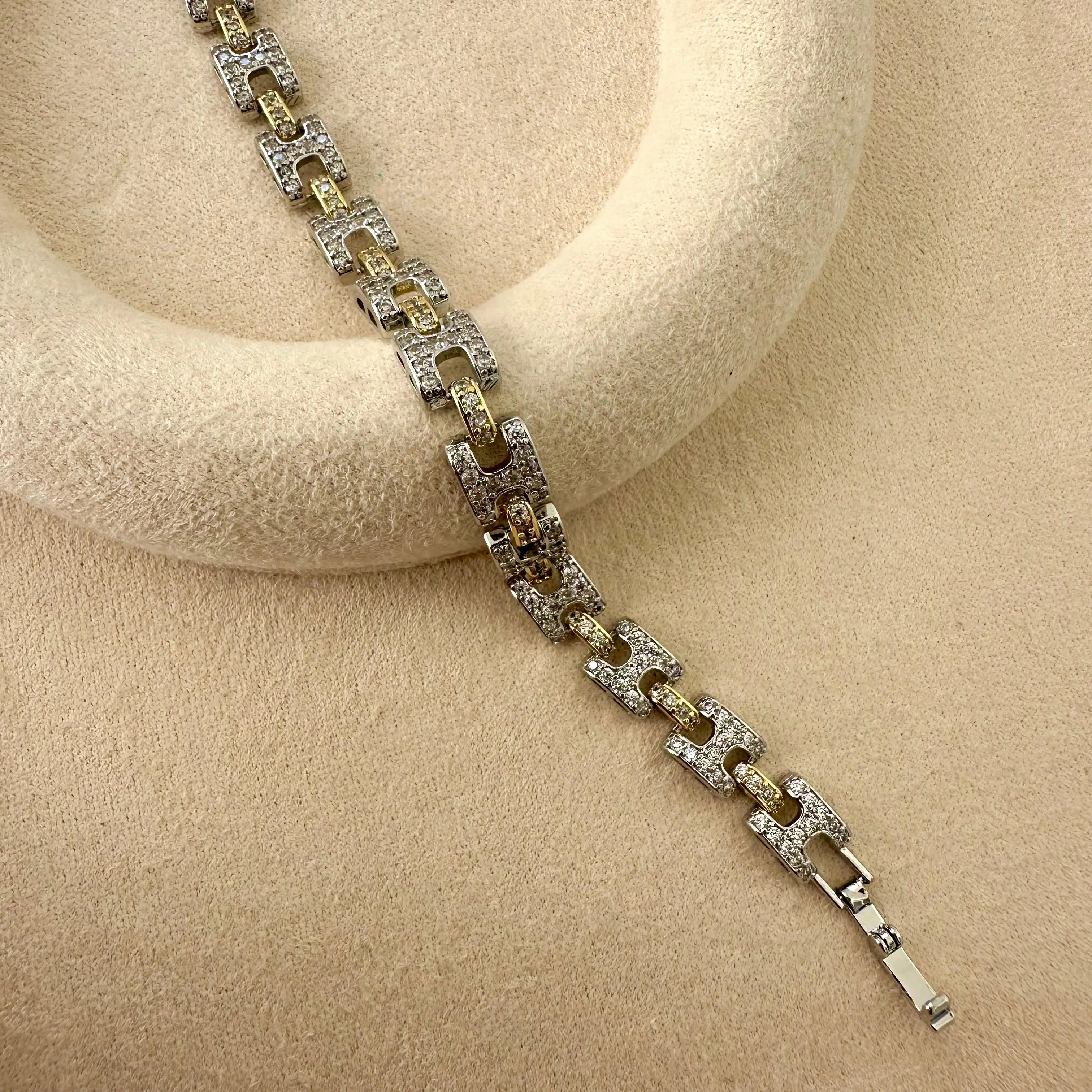 GY0033 Gold Silver Kare Taşlı Bileklik