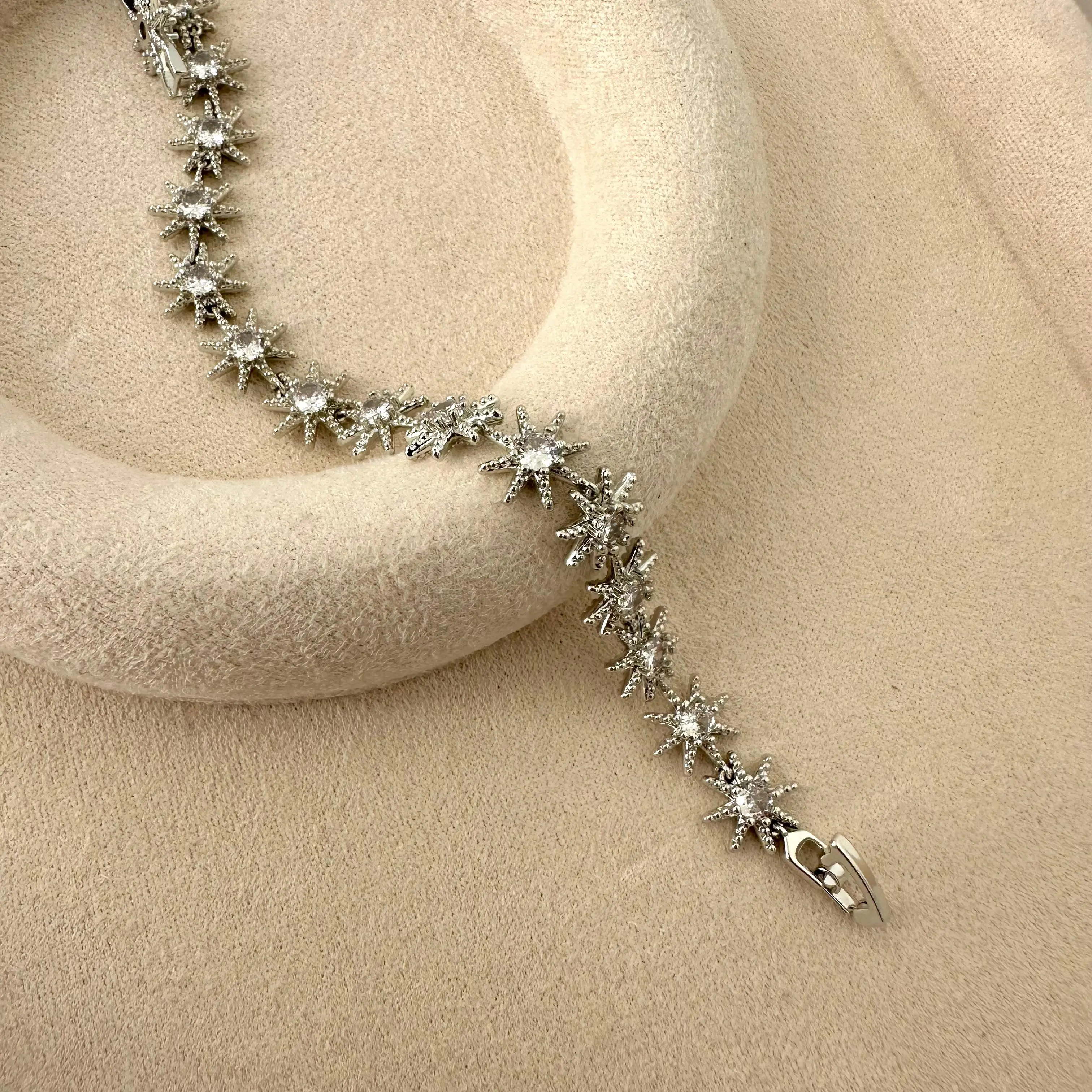 GY0040 Silver Yıldız Sıralı Bileklik