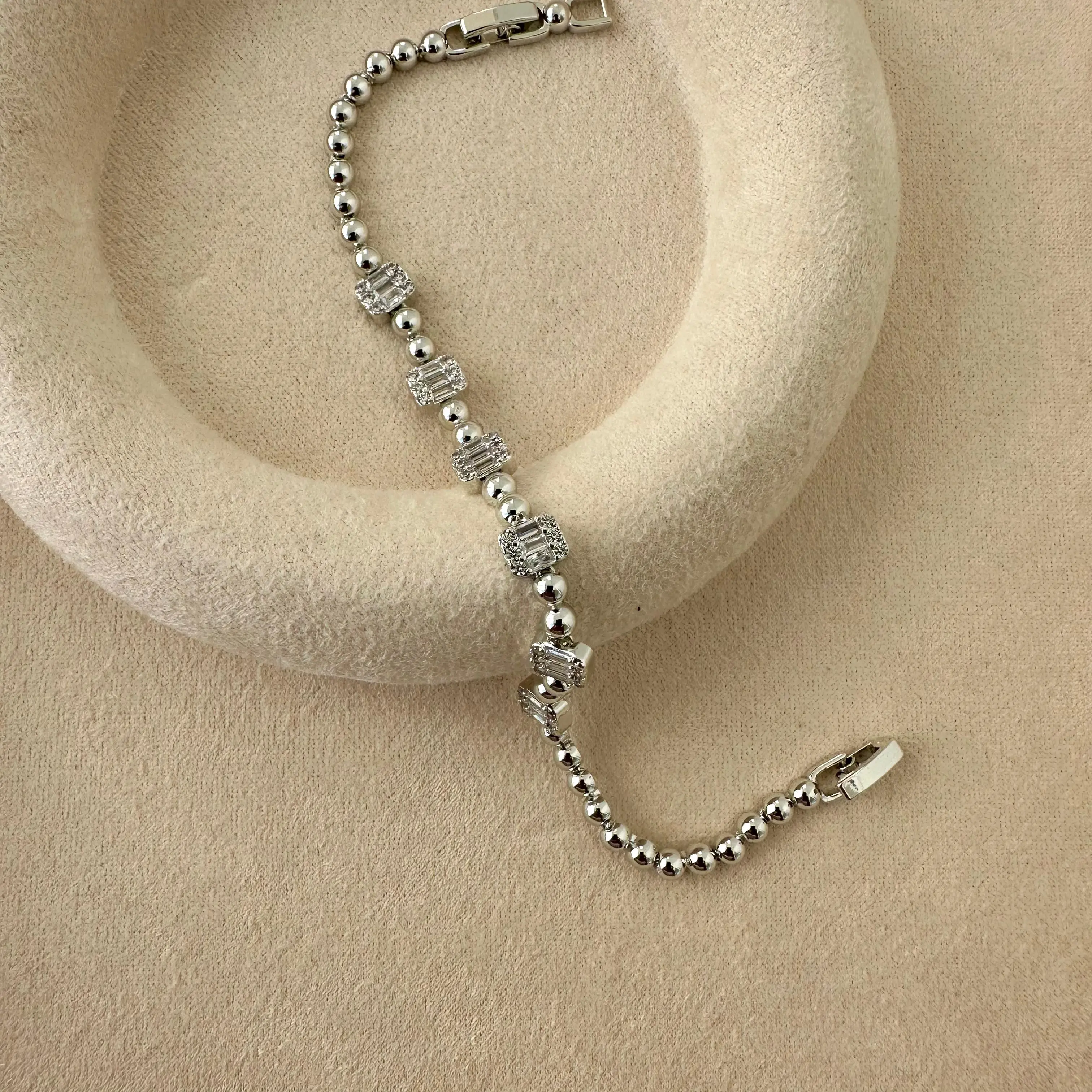 GY0057 Silver Baget Taşlı Bileklik