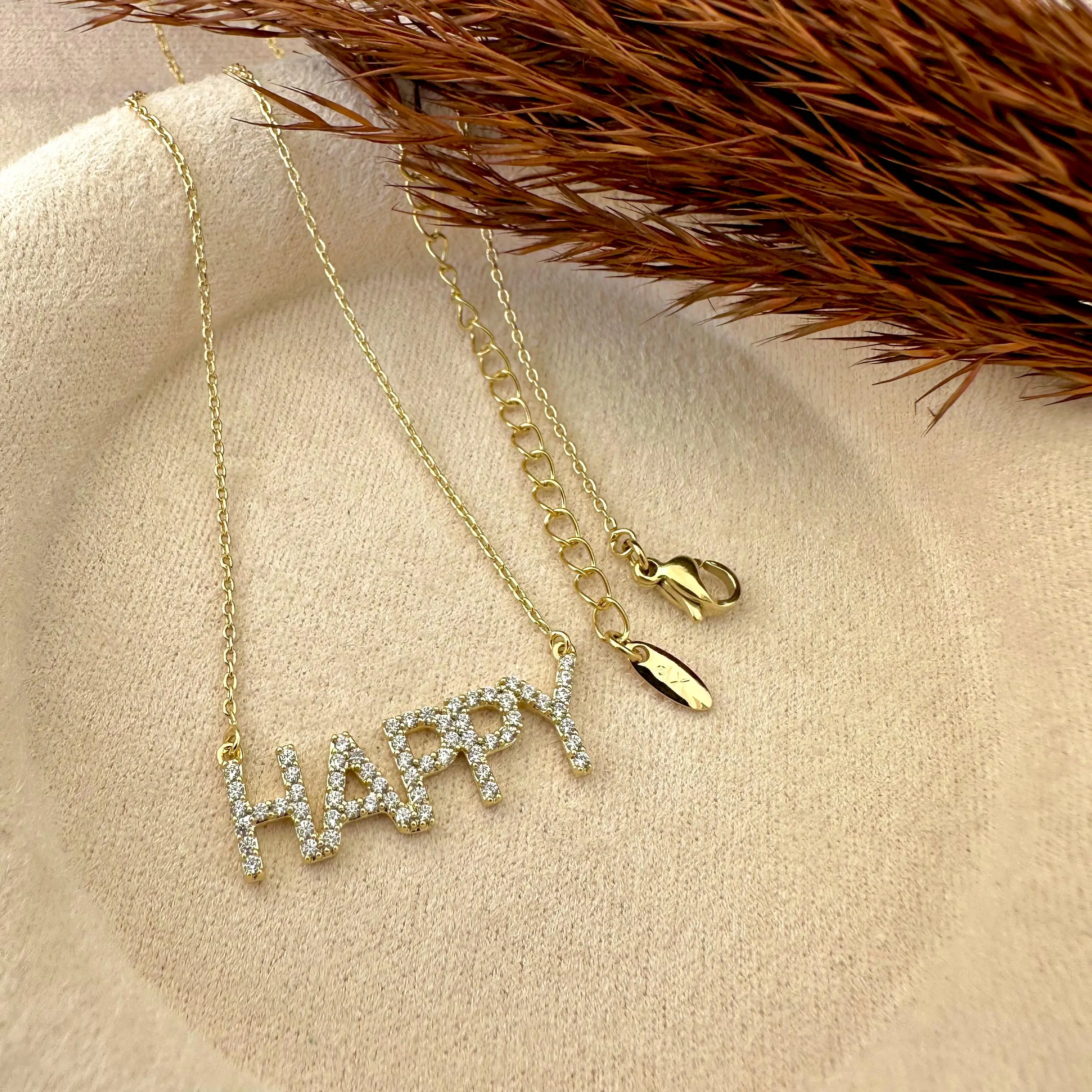 GY0023 Gold Happy Kolye