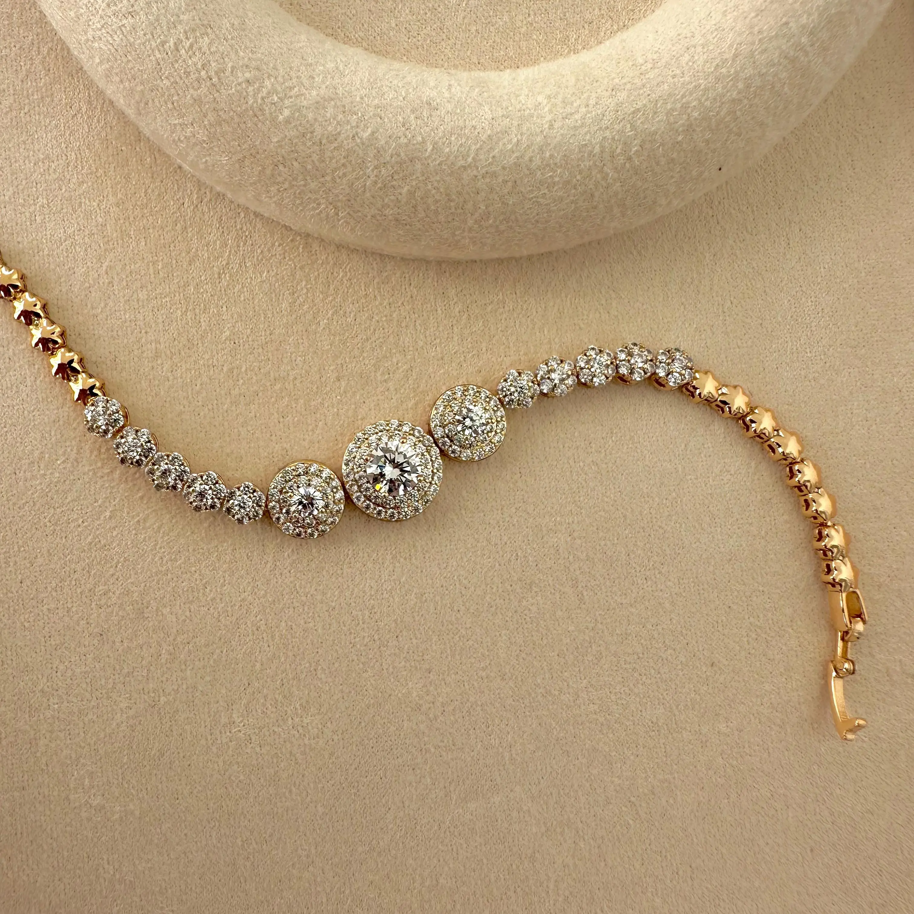 GY0061 Rose Gold Yuvarlak Taş Sıralı Bileklik