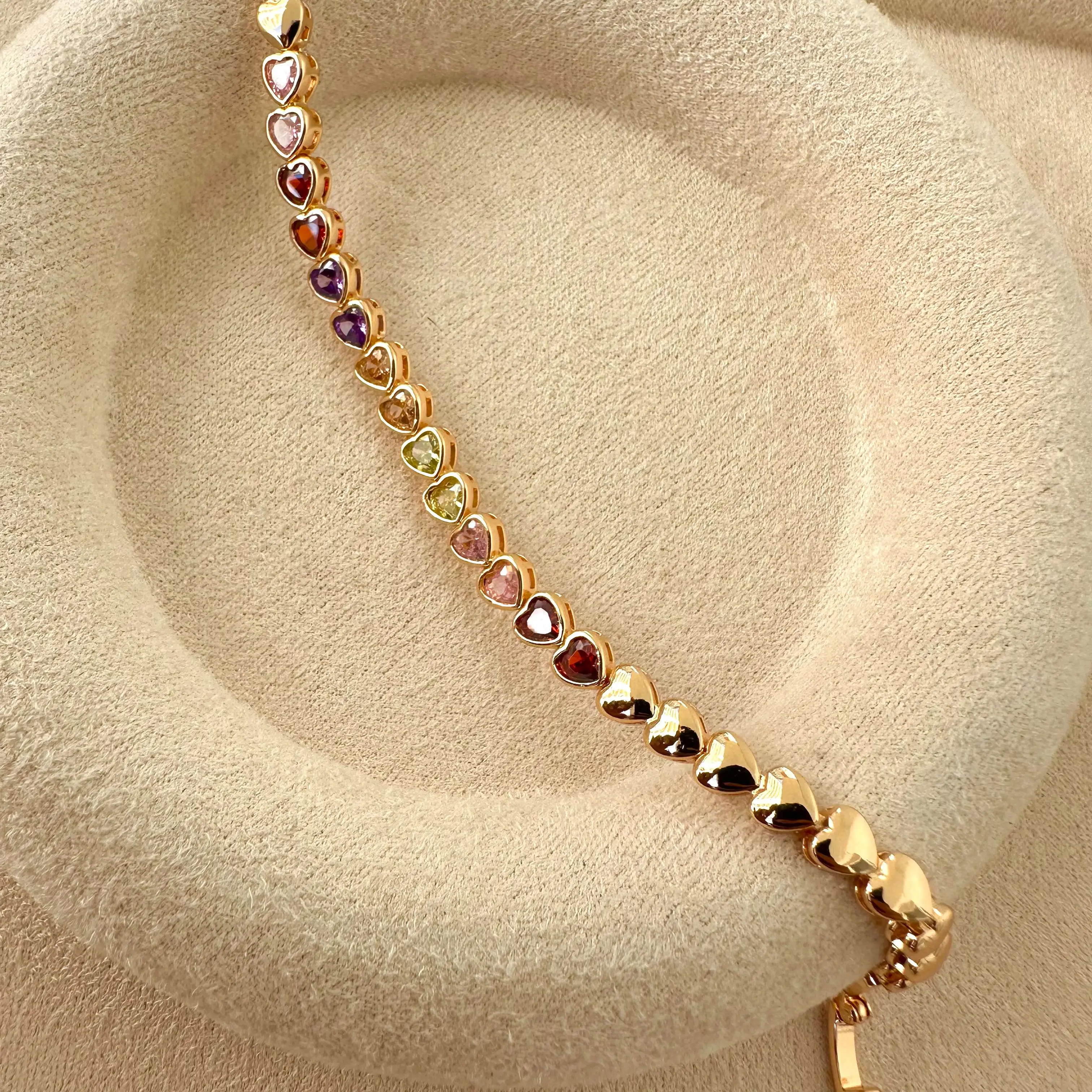 GY0067 Rose Gold Renkli Kalp Sıralı Bileklik