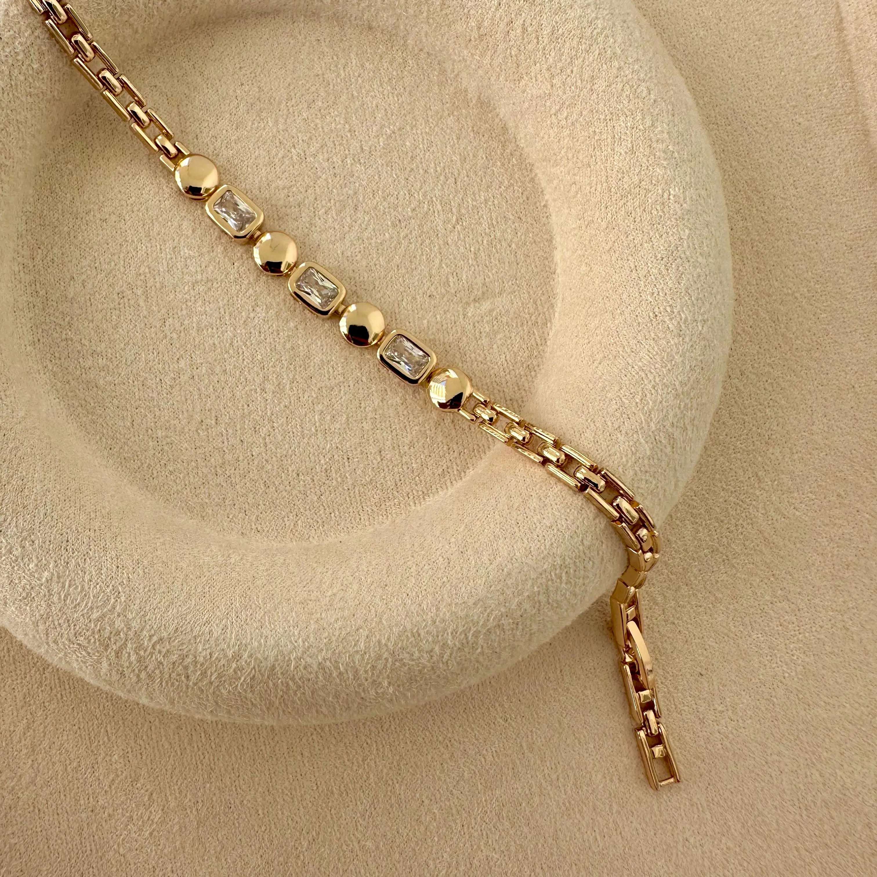 GY0078 Rose Gold Dikdörtgen Taşlı Bileklik