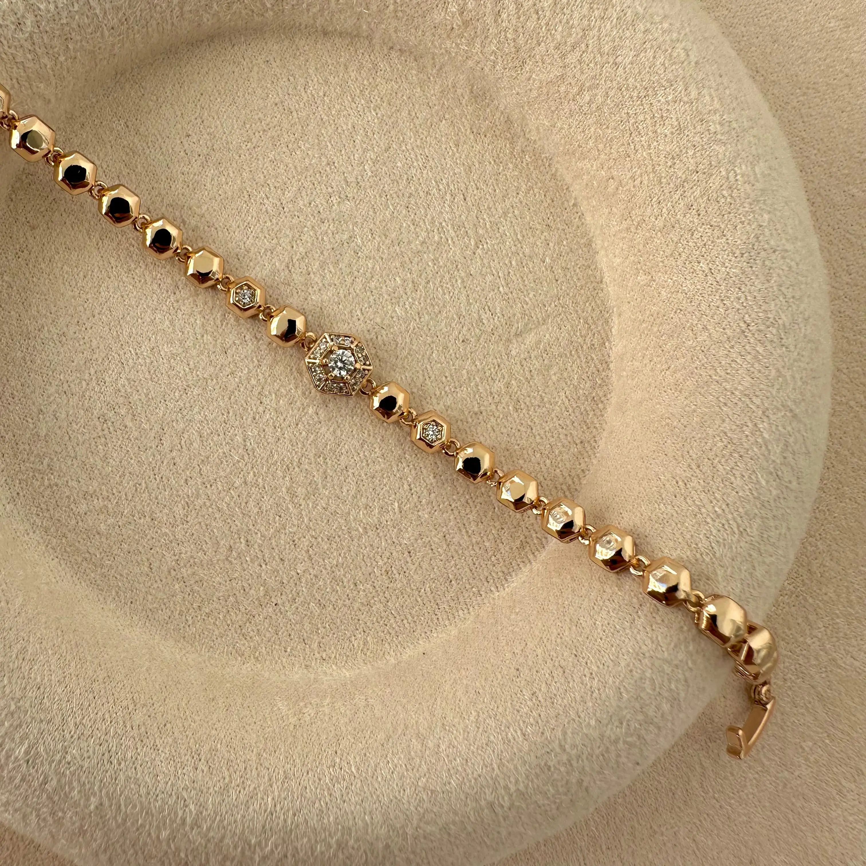 GY0089 Rose Gold Altıgen Sıralı Bileklik