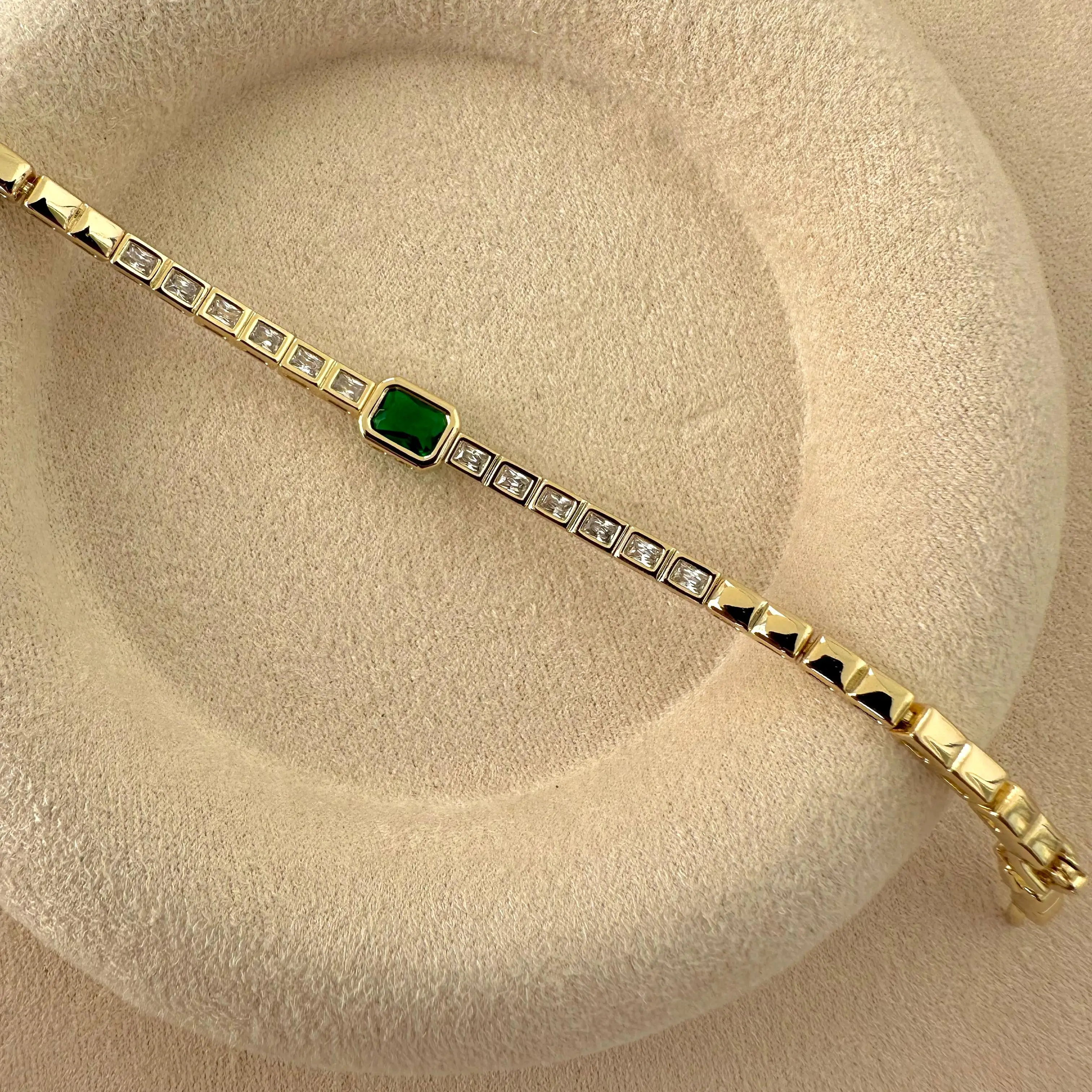 GY0094 Rose Gold Yeşil Tek Taş Bileklik