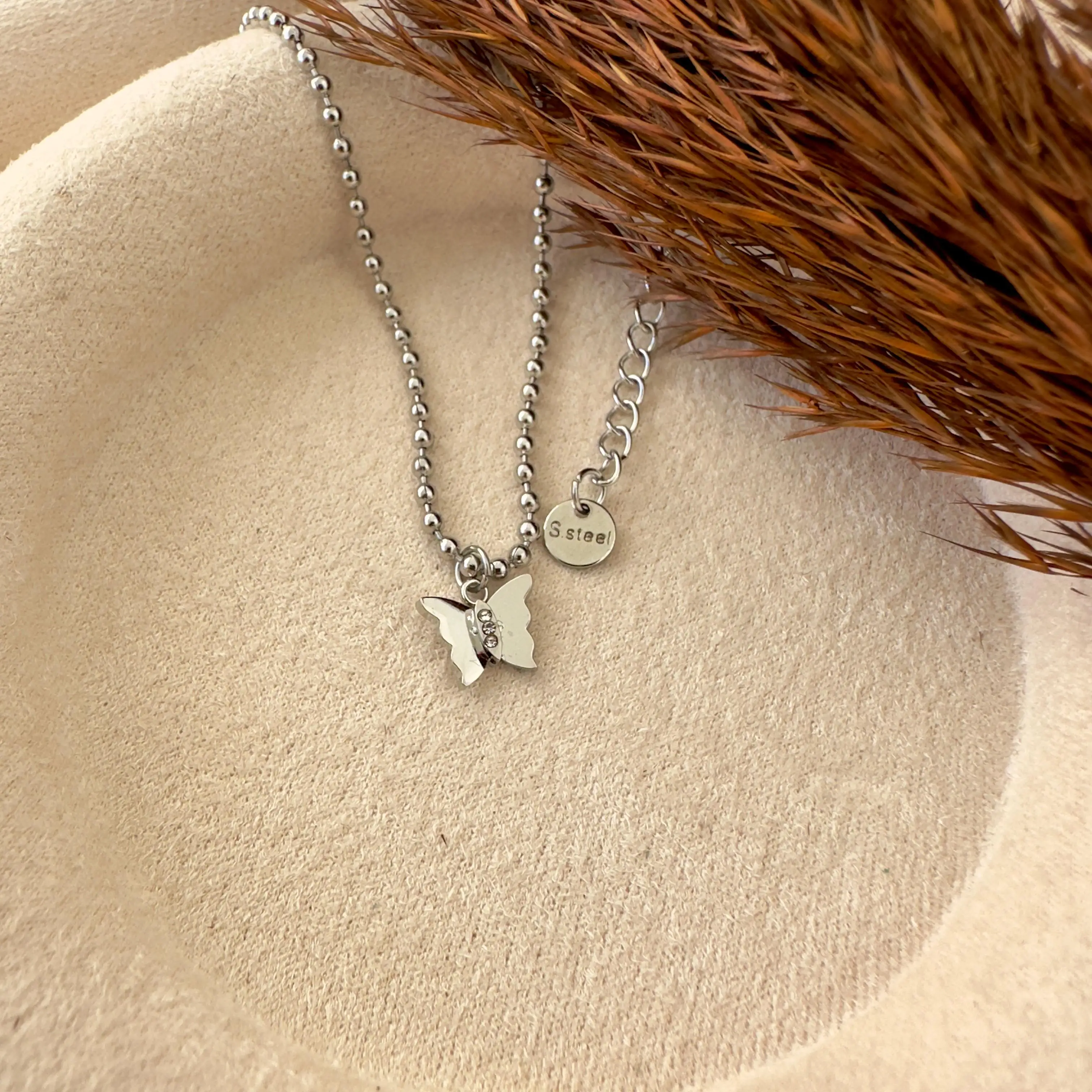 GY0064 Silver Minik Kelebek Kolye