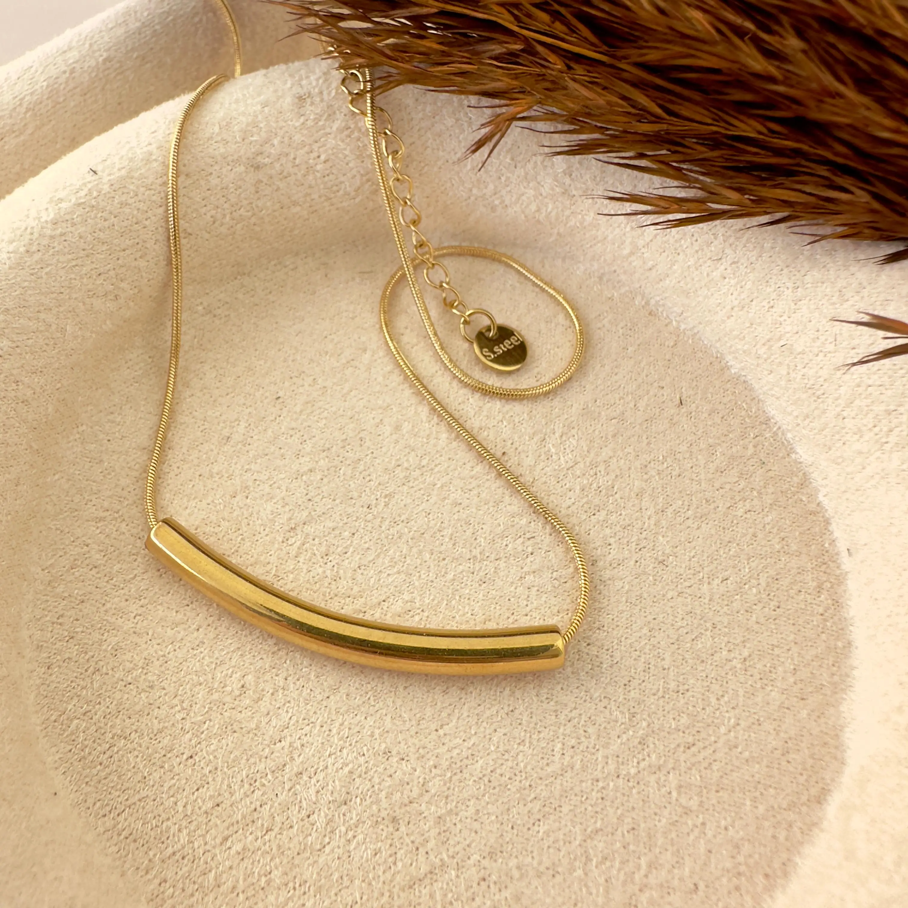 GY0070 Gold Boru Uçlu Kolye
