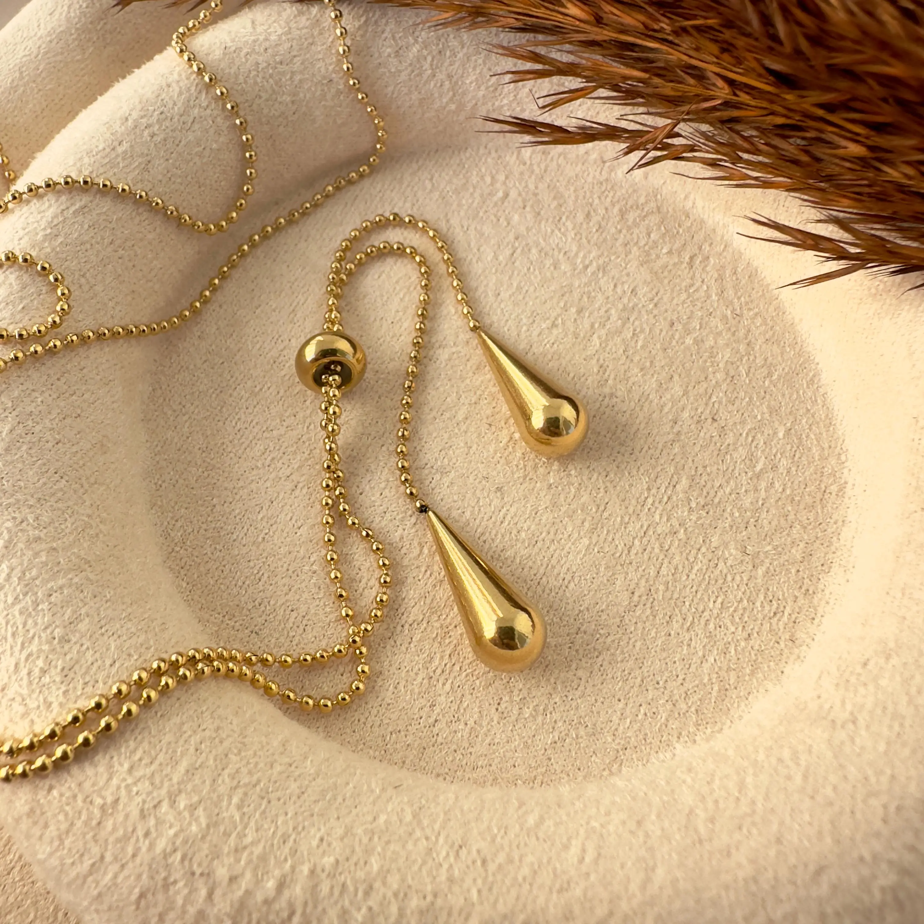 GY0086 Gold Uzun Ayarlanabilir Kolye