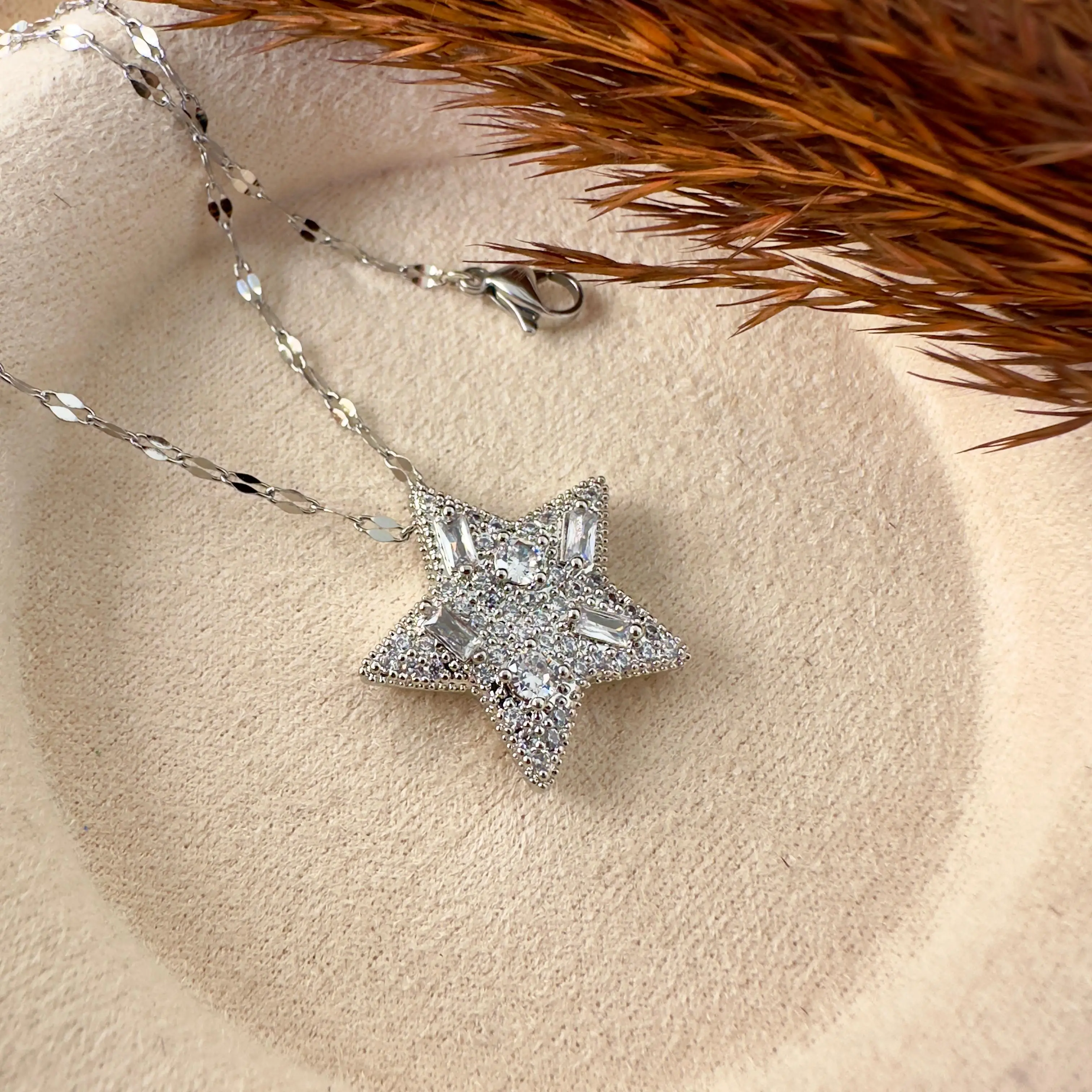 GY0112 Silver Büyük Yıldız Kolye