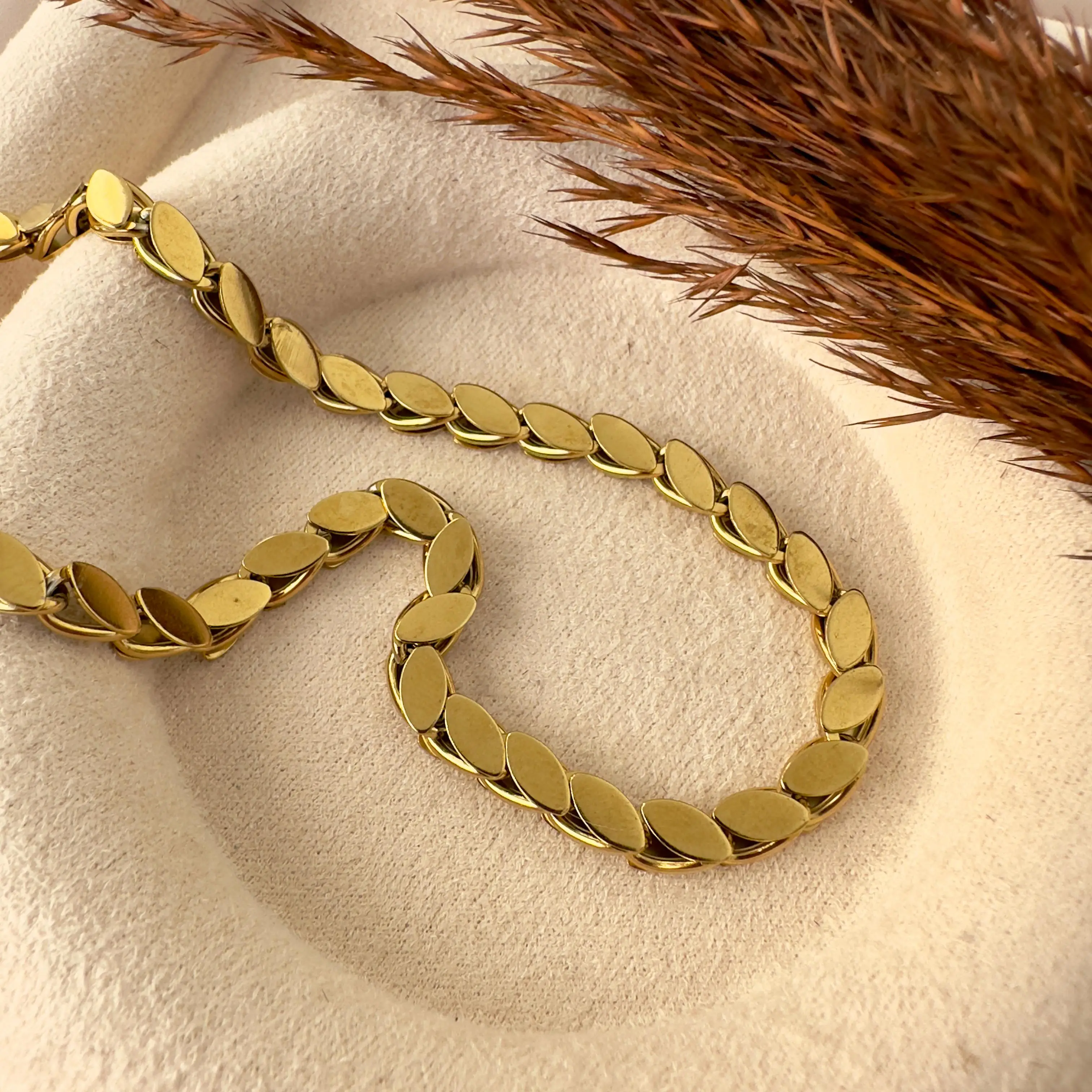 GY0120 Gold Arpa Zincir Kolye