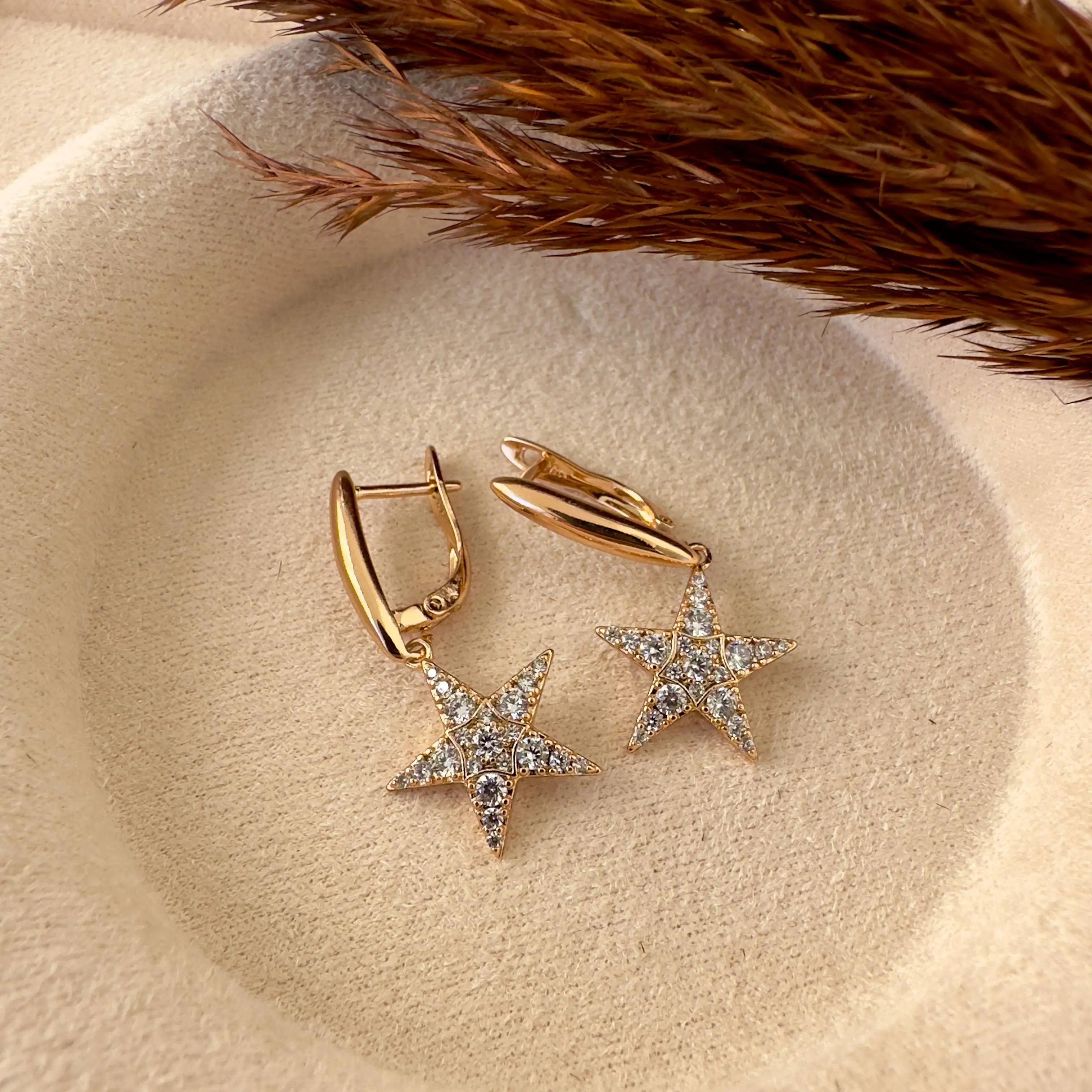 GY0027 Rose Gold Sallantılı Yıldız Küpe