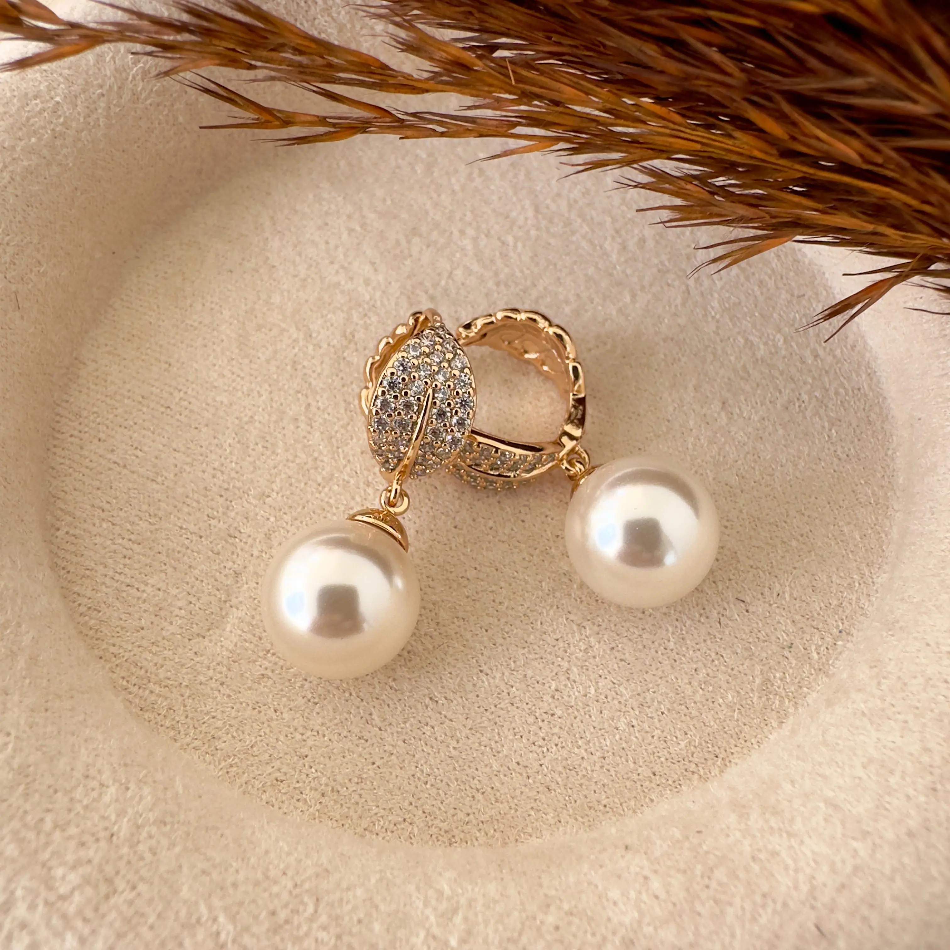 GY0098 Rose Gold İnci Sallantılı Küpe