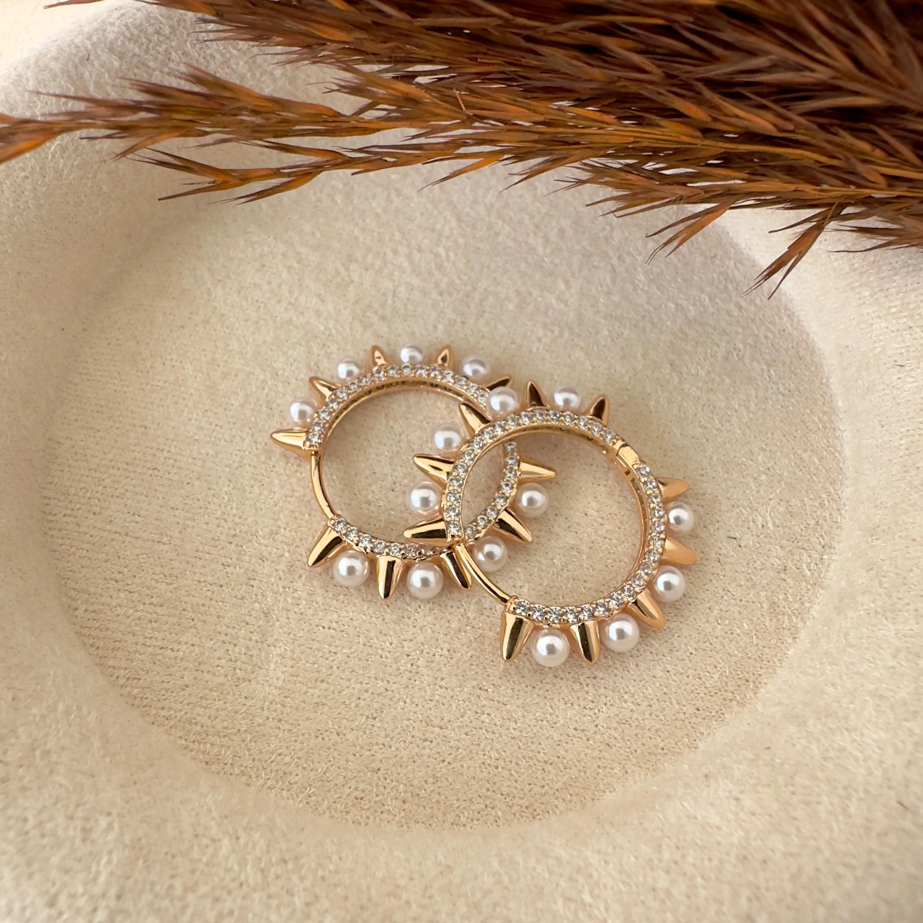 GY0099 Rose Gold İnci Halka Küpe