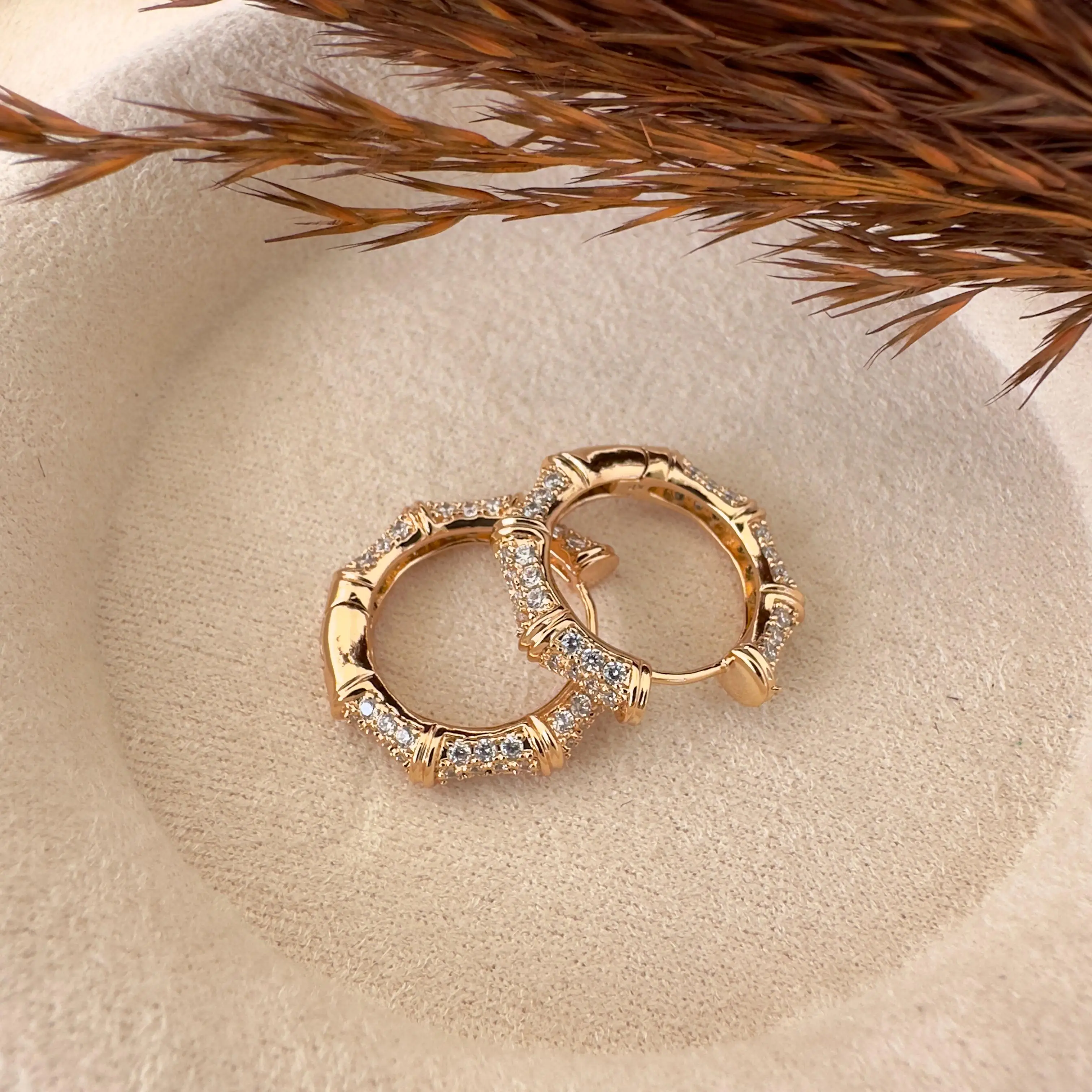 GY0100 Rose Gold Taşlı Halka Küpe