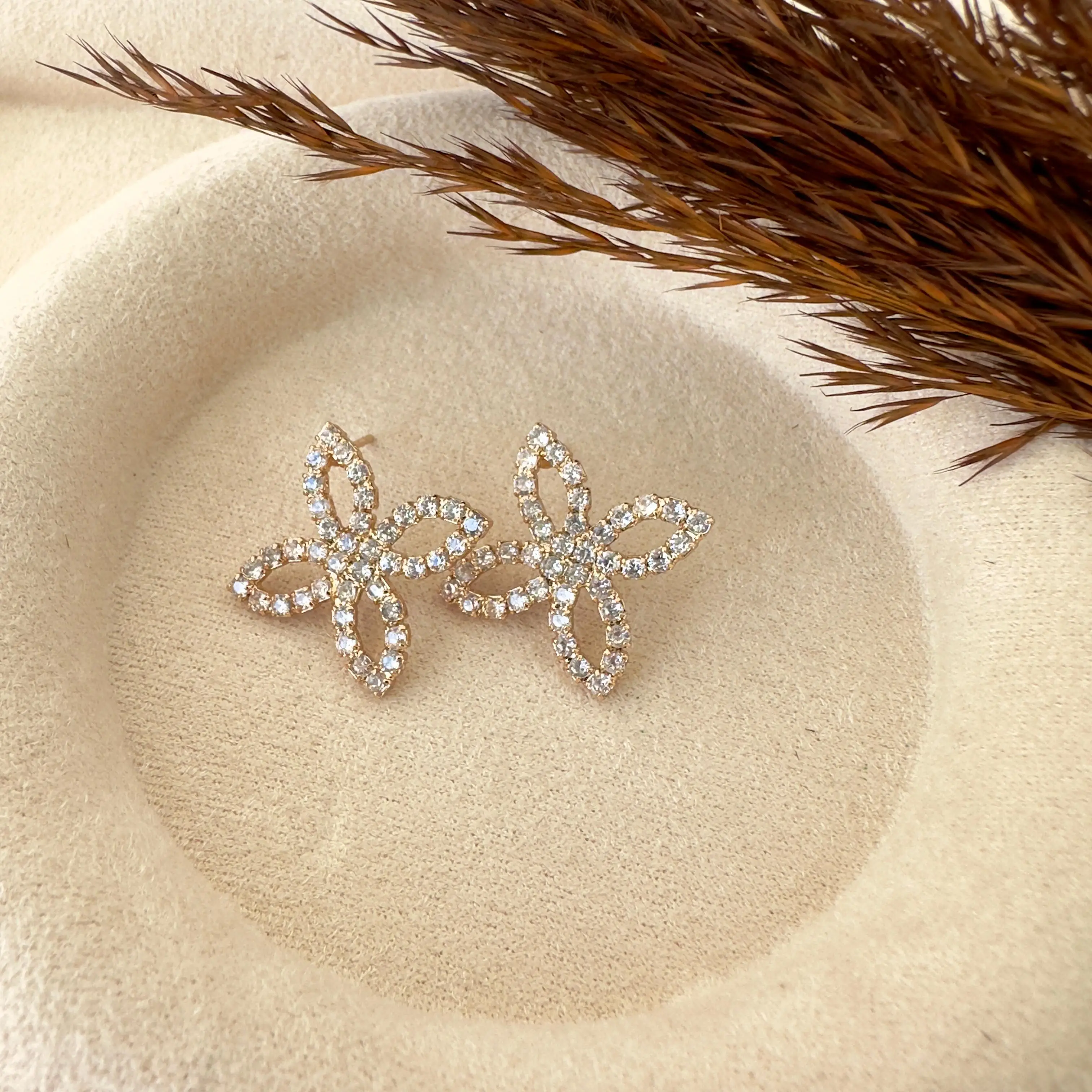 GY0104 Rose Gold Çiçek Küpe