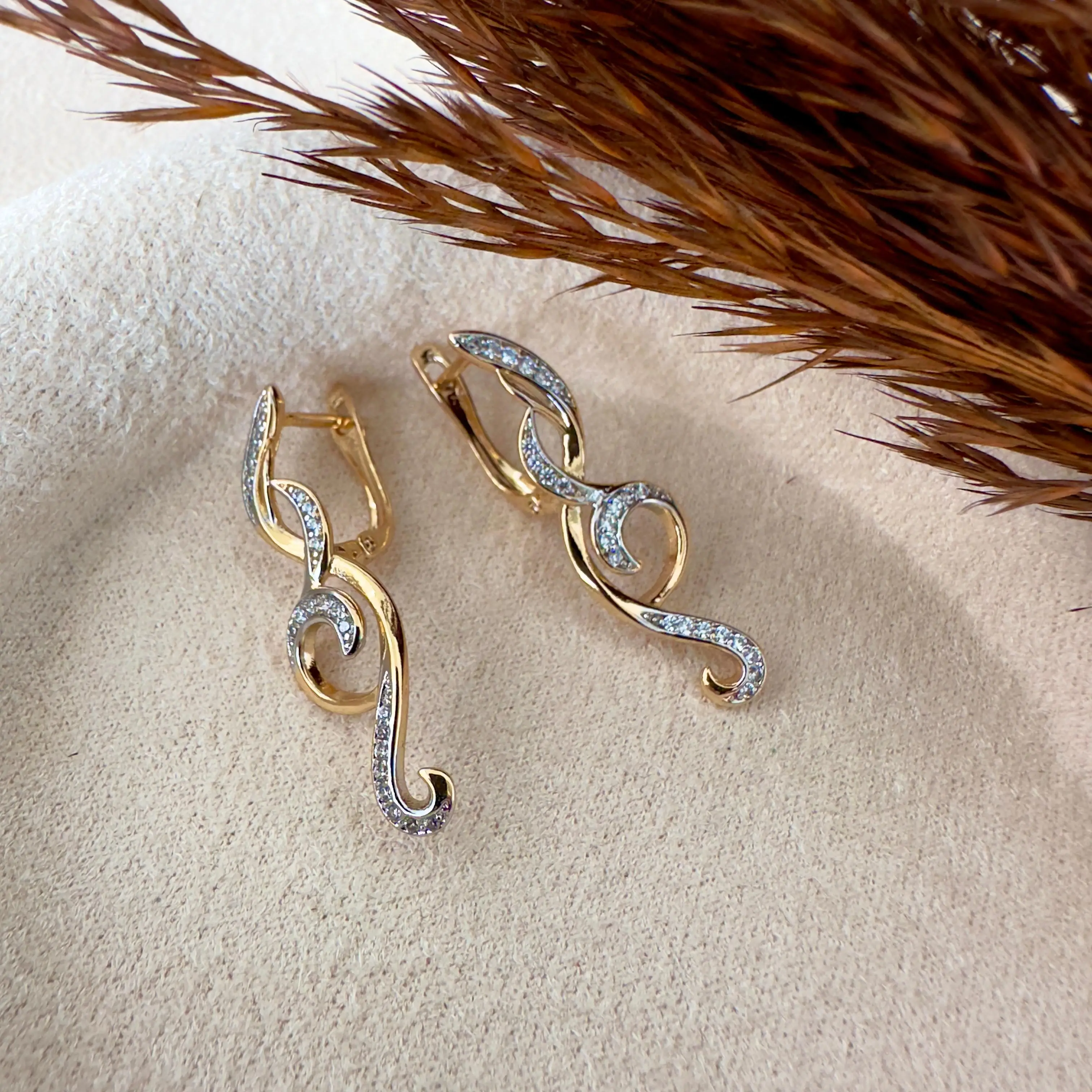 GY0106 Rose Gold-Silver Desen Küpe