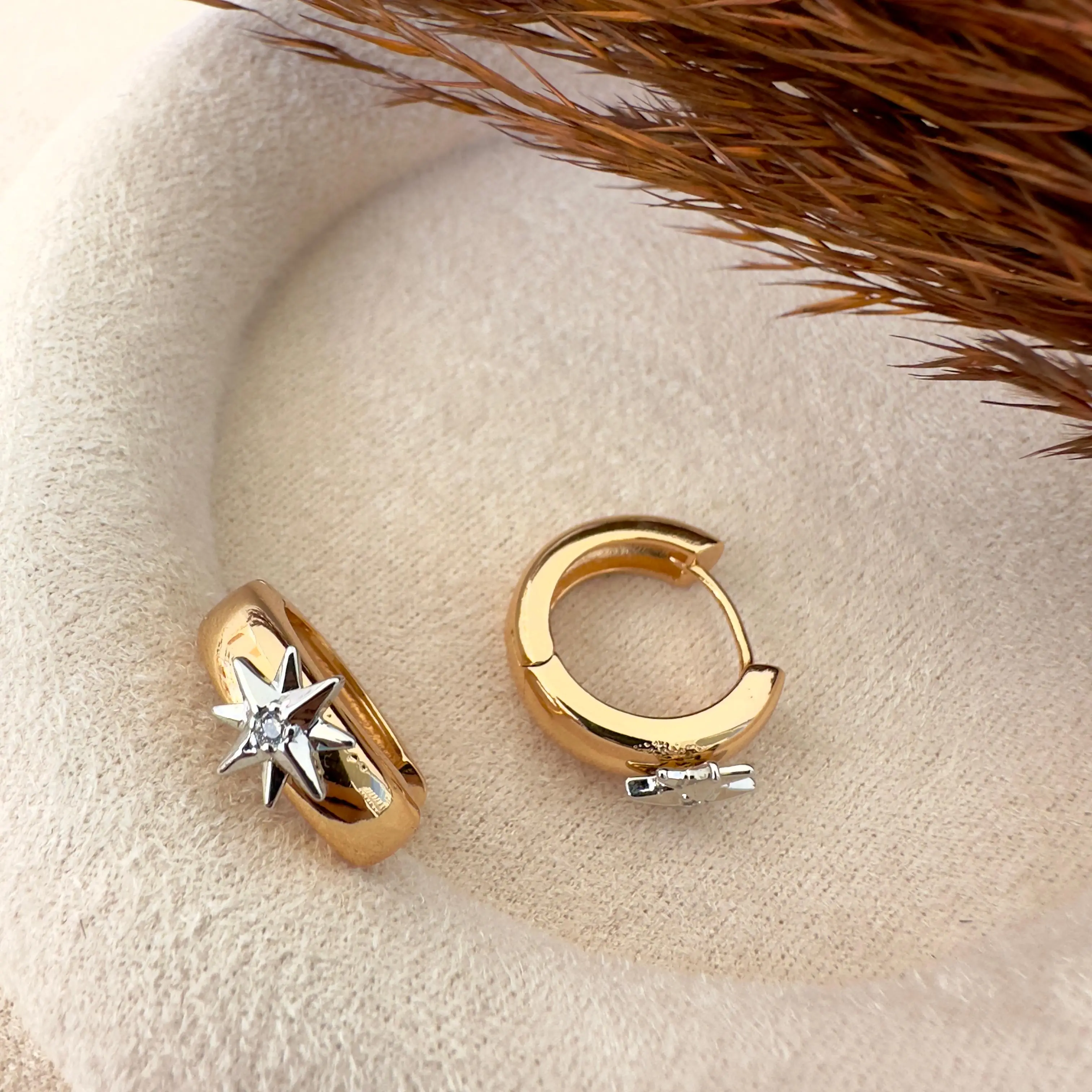 GY0126 Rose Gold Yıldız Halka Küpe