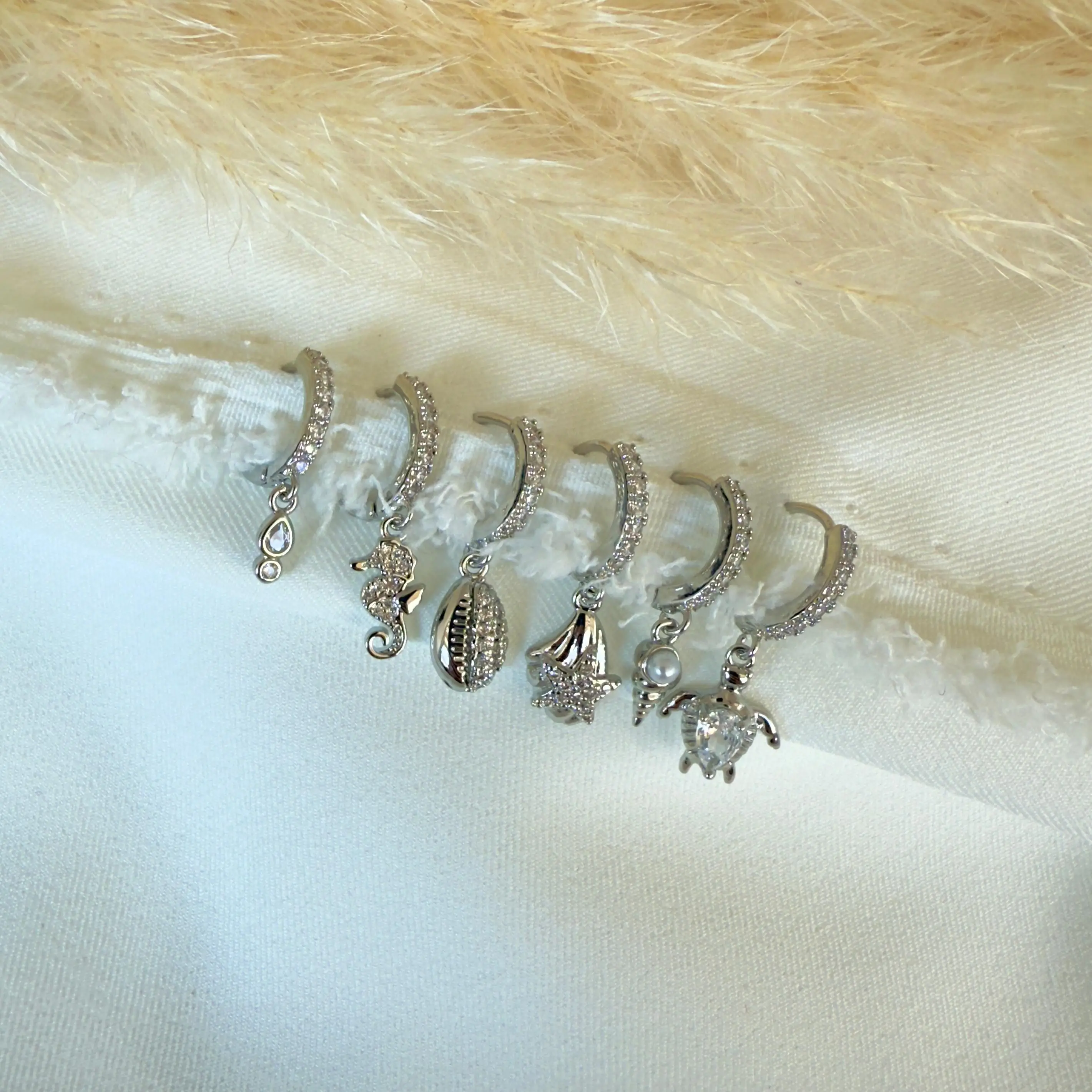 GY0002 Silver Deniz Temalı Set Küpe