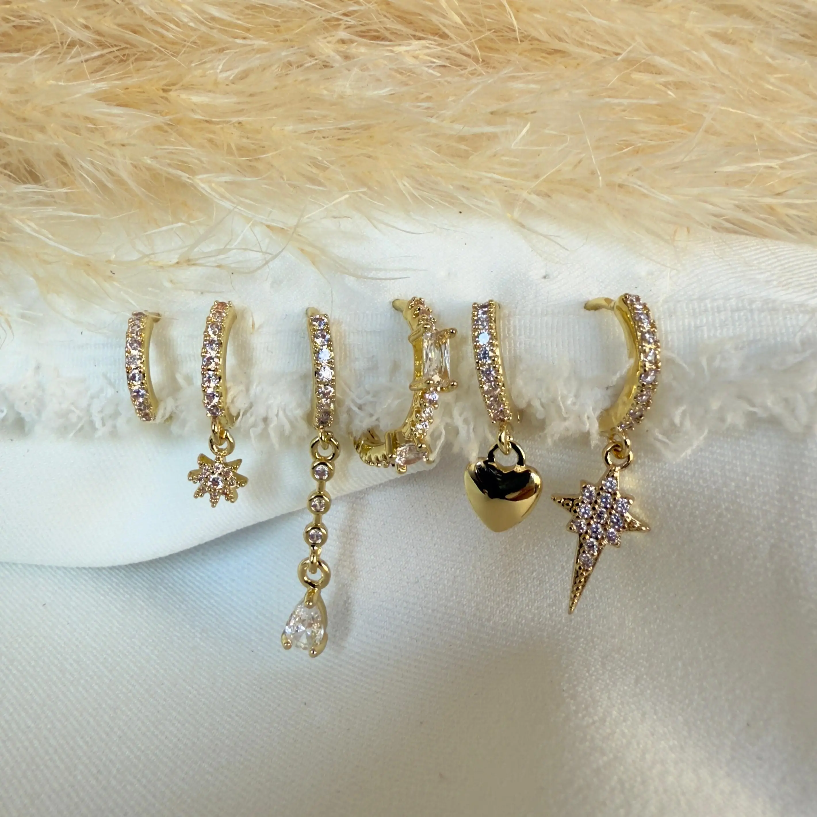 GY0007 Kutup Yıldızı Temalı Gold Set Küpe