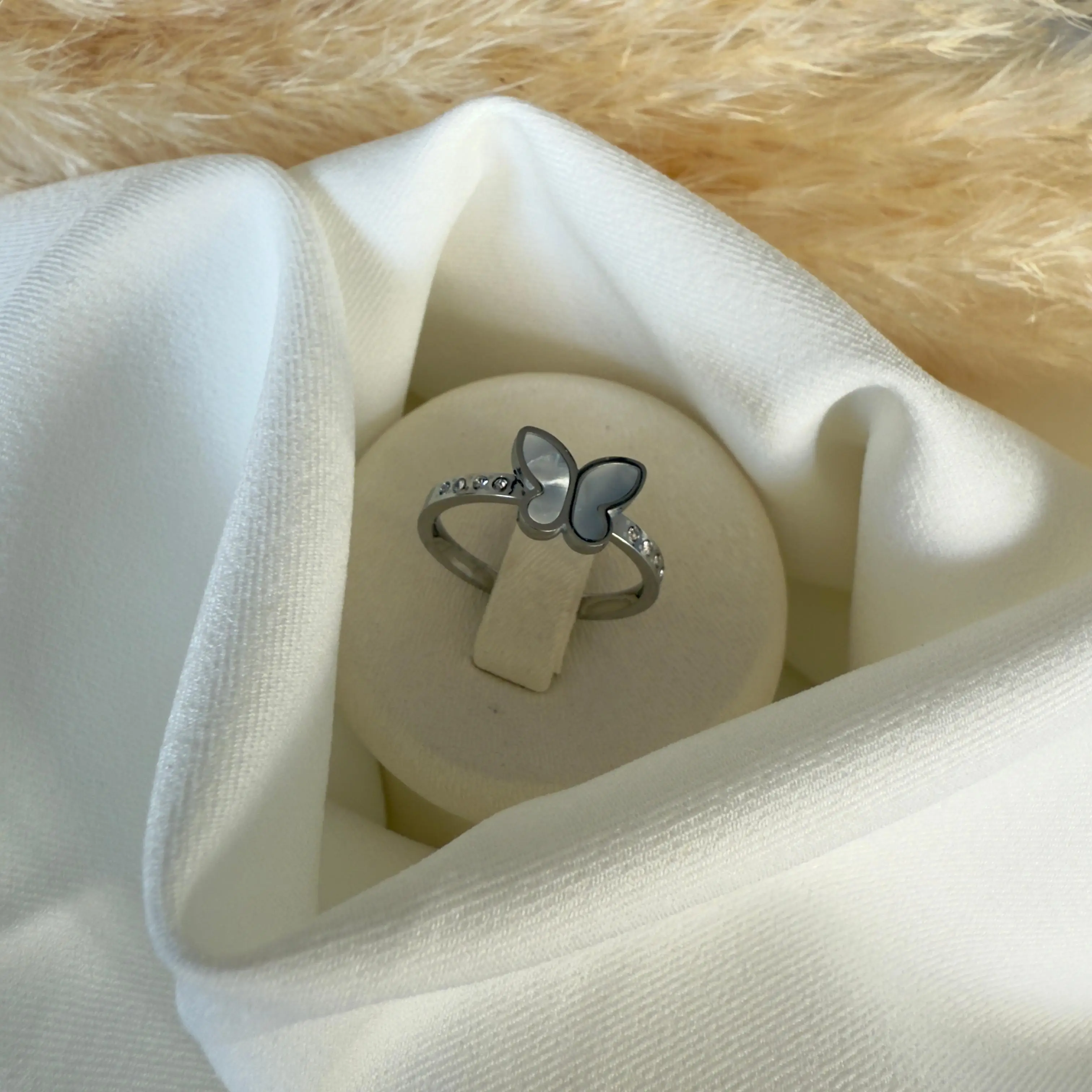 GY0083 Silver Taşlı Kelebek Yüzük