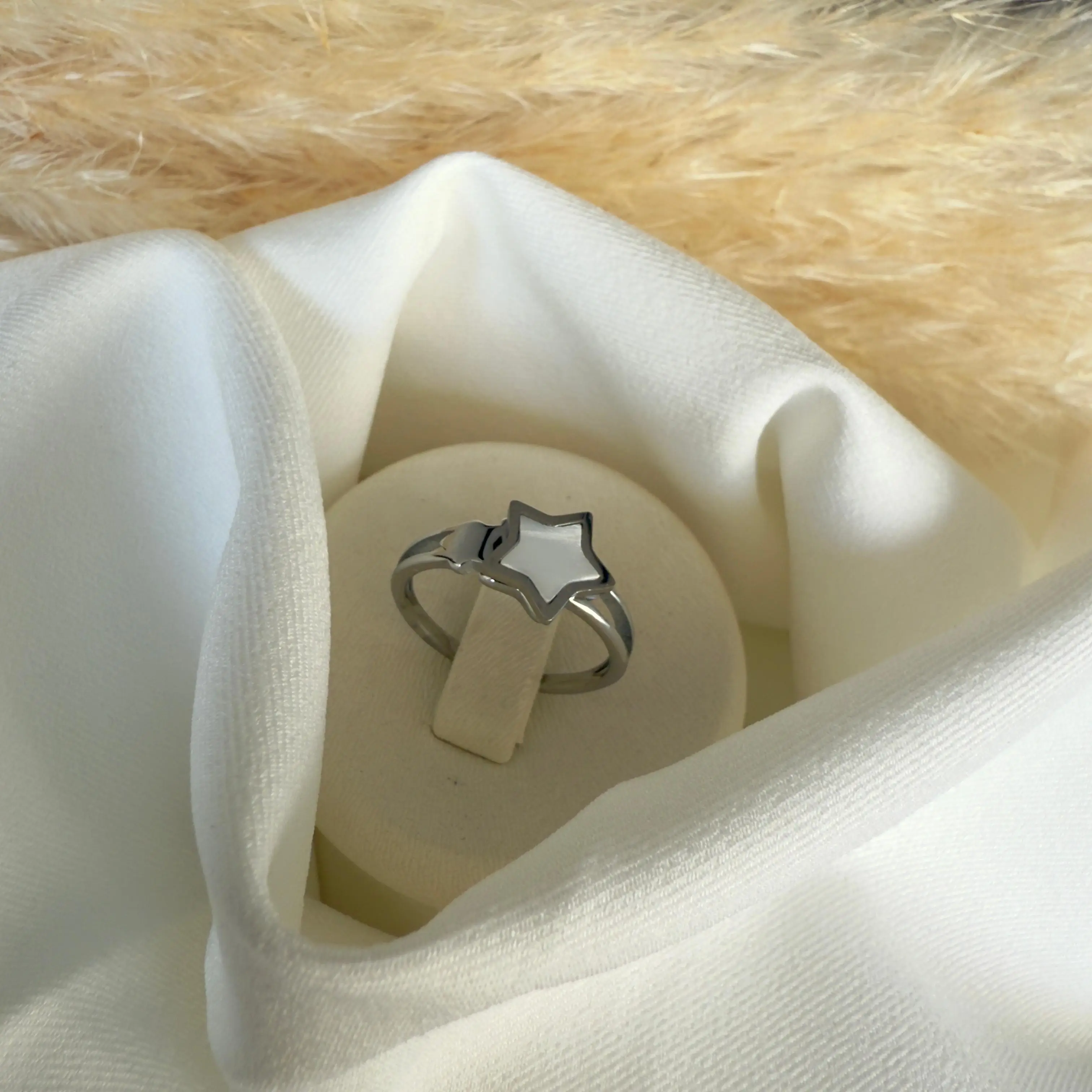GY0091 Silver Sedef Yıldız Yüzük