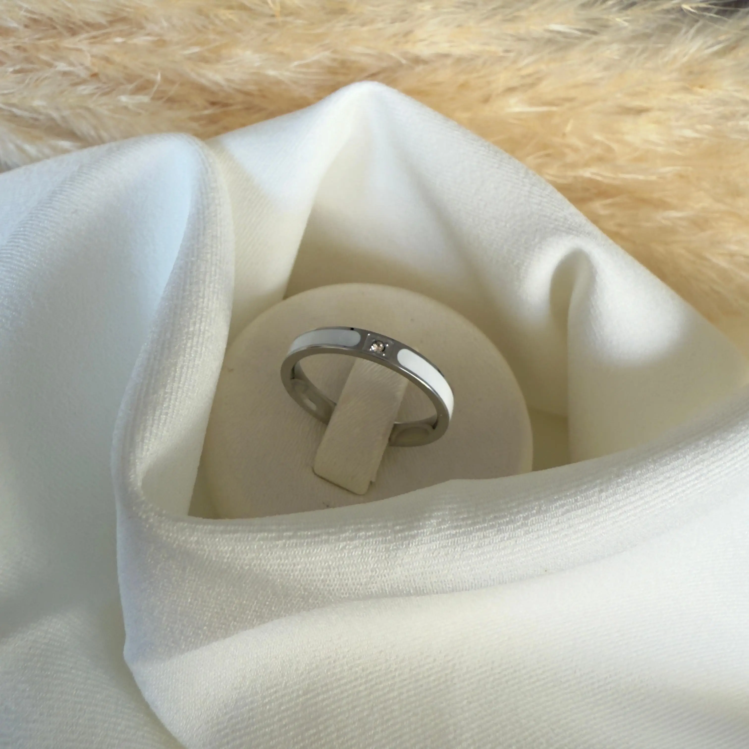 GY0099 Silver Beyaz Tek Taş Yüzük